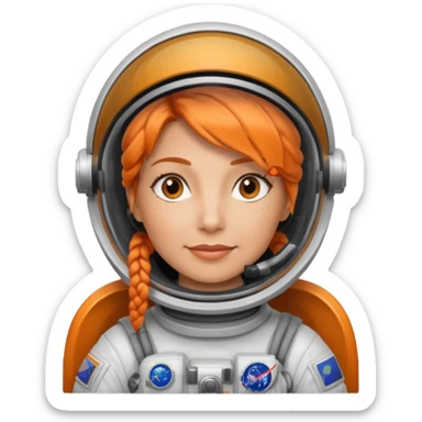 Astronauts, Middle-age, female, orange braided hair sticker