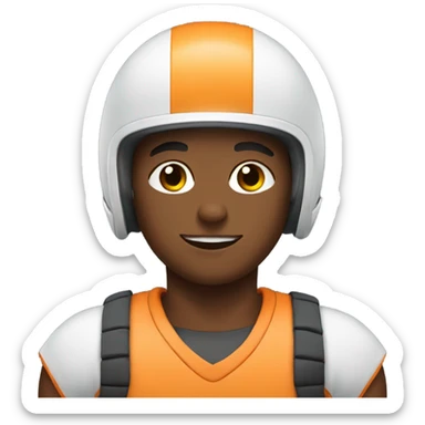 boy in sportswear with helmet sticker