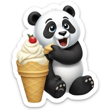 Panda eating ice cream sticker