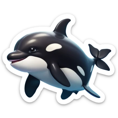 Cinematic Comical orca Portrait Emoji, Head tilted dramatically with an exaggeratedly shocked expression, featuring a sleek black-and-white body with wide, comically expressive eyes full of playful disbelief and animated flippers, Simplified yet hilariously expressive features, highly detailed, glowing with a slightly sassy oceanic glow, high shine, dramatic yet playful, stylized with an air of cheeky marine mischief, soft glowing outline, capturing the essence of a meme-worthy orca that looks ready to make waves with its hilariously dramatic antics! sticker