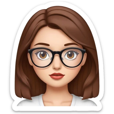 pretty girl brown hair makeup with glases sticker