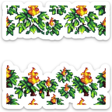 bush with fire flames engulfing it sticker