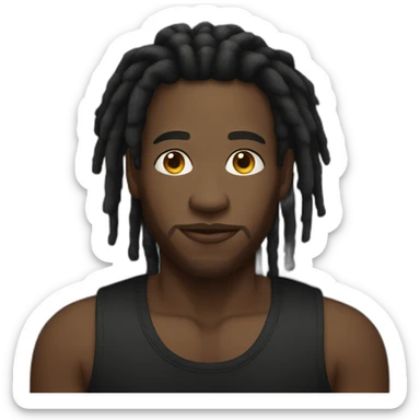 Black man with dreads and a black tank top sticker