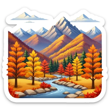 Hiking in the mountains autumn scenery sticker