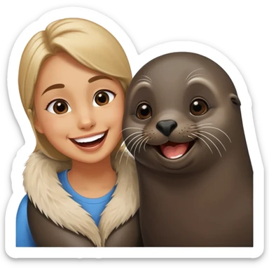 funny fur seal with girl and boyfriend couple sticker