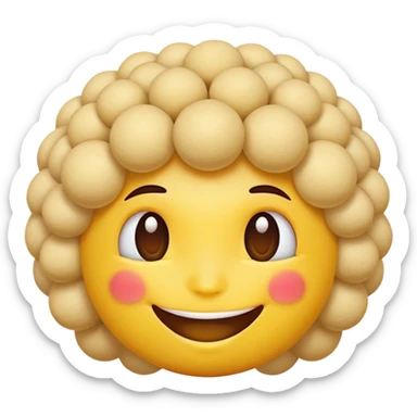 smiling emoji with puff balls hair sticker
