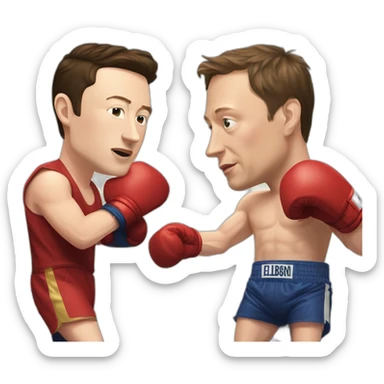 elon musk and mark zuckerburg in a boxing ring sticker