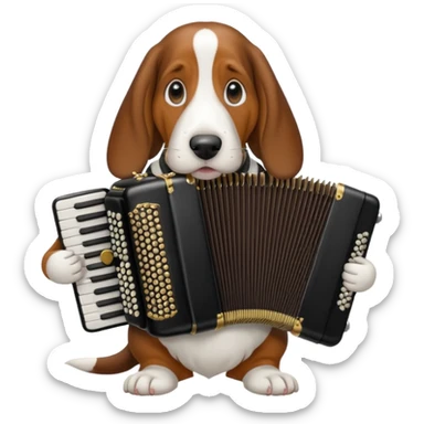 bassethound with black  accordeon sticker
