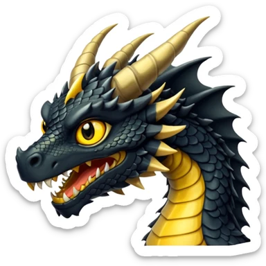 Black dragon with yellowish golden stripe scales  sticker