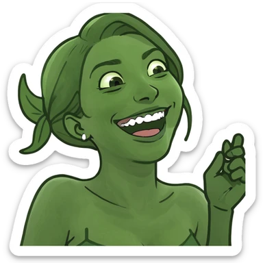 woman holding hands around neck while laughing sticker