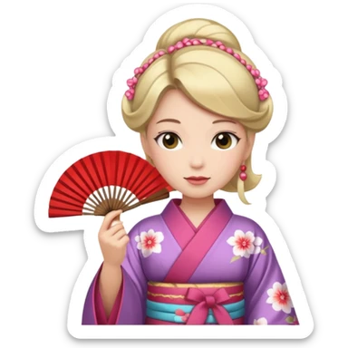 Kimono princess with fan sticker