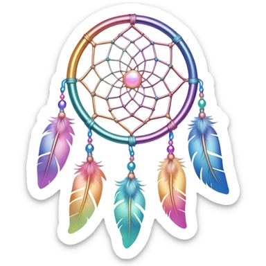 Iridescent pastel rainbow colorful transparent bright light luminescent dream-catcher  sticker