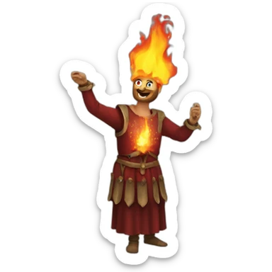 medieval fireeater acting for audience, torso, without the audience sticker