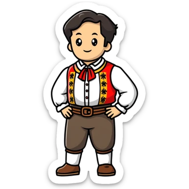 German in traditional Bavarian clothing shrugging sticker