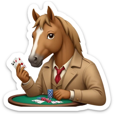 horse playing poker sticker