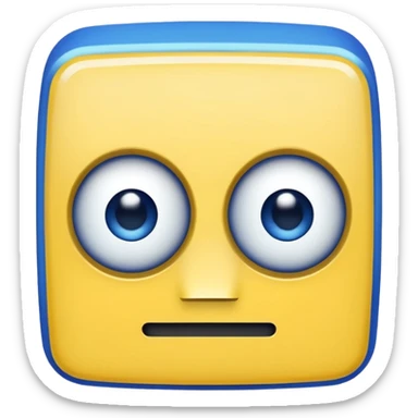 geometery dash square yellow body blue face square mouth and eyes sticker
