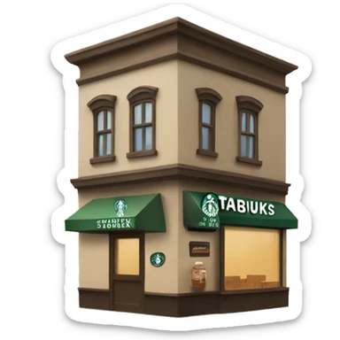 One coffee shop building with one starbucks logo sticker