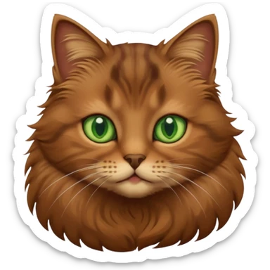 eine braune flauschige niedliche katze mit grünen augen die augen sollen nicht leuchten sondern matt sein und mit verschiedenen brauntönene das fell sticker