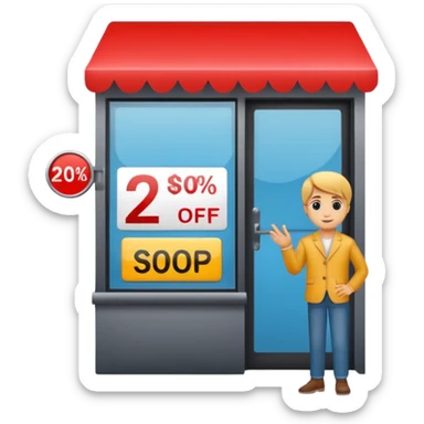 Person who is waiting the sale promotion with 20% off sign sticker