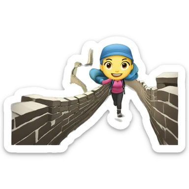 woman hiking the Great Wall of China  sticker