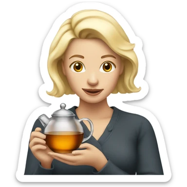 Blonde woman holding glass teapot sticker