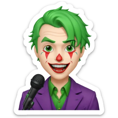 joker with, microphone, singing sticker