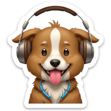 dog with headphones on and eyes closed and tongue out  sticker