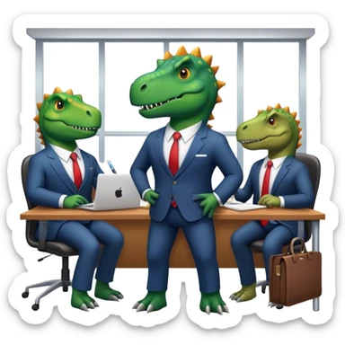 dinosaurs working in an office sticker