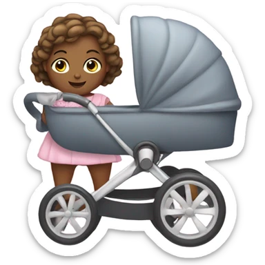 Stroller with baby girl sticker
