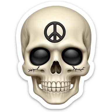 Skeleton head with a peace sign sticker