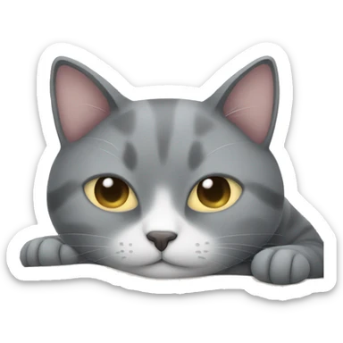 grey cat sleeping on the pillow  sticker