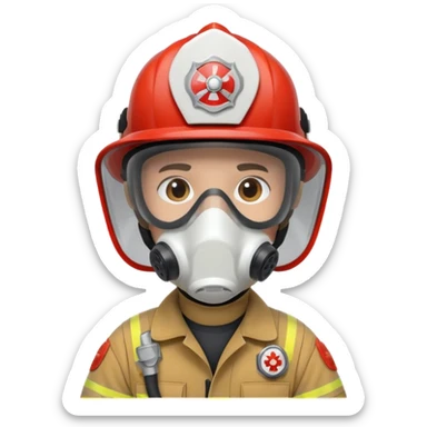 Firefighter with respiratory protection white color helmet sticker