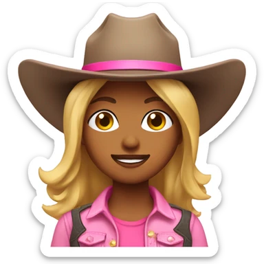 cowgirl with pink cowboy hat sticker