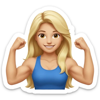 blonde long hair young women show biceps emoji sticker