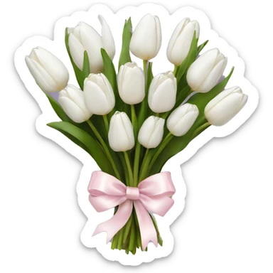 White tulips bouquet with light pink bow  sticker