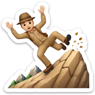 apple style emoji of a man falling down a mountain sticker