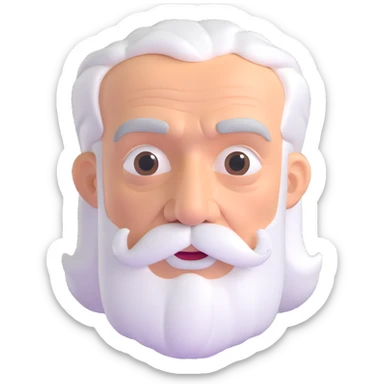 elderly man, 60 years old, white hair, mustache sticker