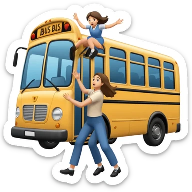 Man throwing woman into a bus bumper  sticker