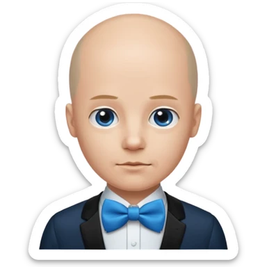 Bald with blue bow tie, balck dress sticker