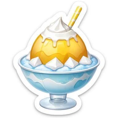 white shaved ice with yellow syrup sticker