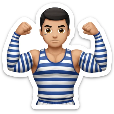 Prisoner with striped uniform flexing biceps sticker