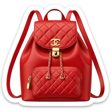 chanel red backpack gold hardware sticker