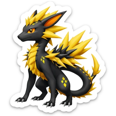 Salandit-Zygarde-Electrike-Jolteon-Manectric-Fakémon-fusion, full body sticker