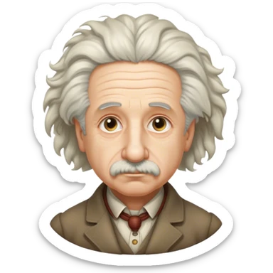 Cinematic Realistic portrait of Albert Einstein, shown as an iconic genius with wild, expressive hair and a gentle, contemplative expression, rendered in detailed period clothing with warm, intellectual lighting sticker