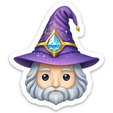 wizard's brain with wizard hat and sparkles sticker