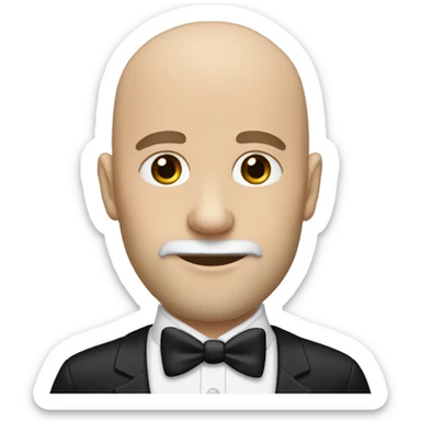 Bald white man with a black beard in a tux sticker