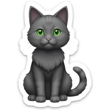 full body completely solid dark grey cat with green eyes and white paws sticker