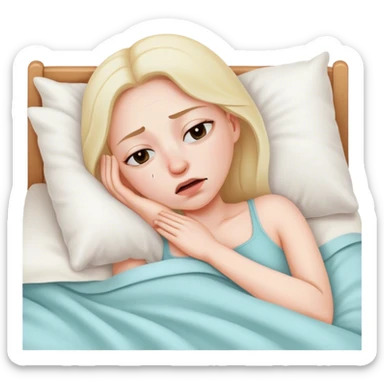 Woman In bed with sinus pain  sticker