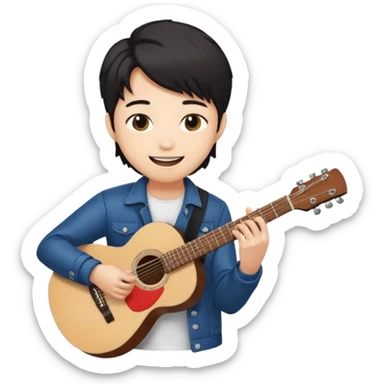a kpop idol plying a guitar sticker