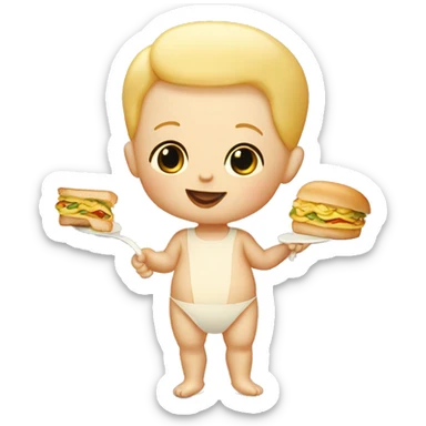 Kewpie doll holding macaroni sandwich sticker